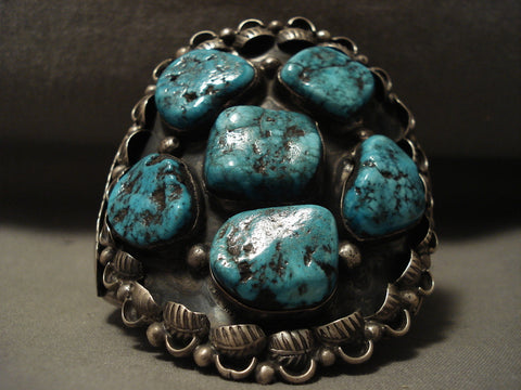 Colossal Vintage Navajo Turquoise Silver Bracelet Old