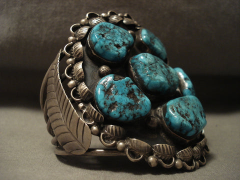 Colossal Vintage Navajo Turquoise Silver Bracelet Old