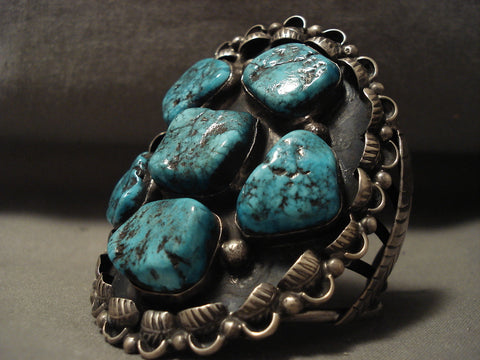 Colossal Vintage Navajo Turquoise Silver Bracelet Old