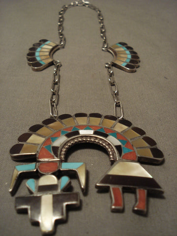 Earlier 1900's Vintage Zuni Turquoise Silver Necklace Old