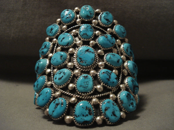 Chunky Dunk Vintage Navajo 136 Gram Turquoise Silver Bracelet Old