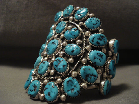 Chunky Dunk Vintage Navajo 136 Gram Turquoise Silver Bracelet Old