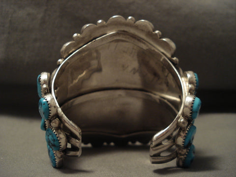 Chunky Dunk Vintage Navajo 136 Gram Turquoise Silver Bracelet Old