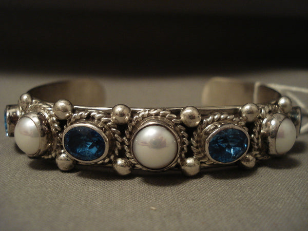 Important 1st Place Award Winning Vintage Navajo Blue Topaz Bracelet