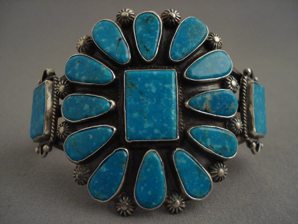 Sunbursting Turquoise Vintage Navajo Silver Bracelet