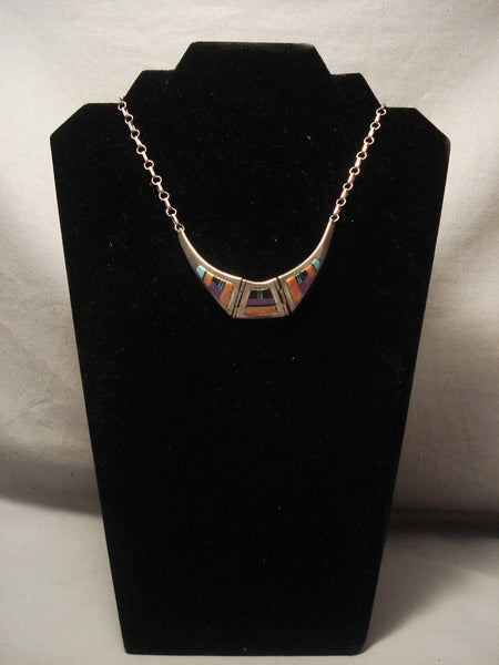 Museum Vintage Zuni flying Wings Turquoise Silver Necklace Old Vtg Silver