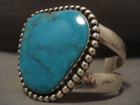 Museum Modernistic Navajo Blue Diamond Turquoise Silver Bracelet