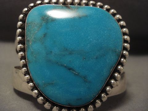 Museum Modernistic Navajo Blue Diamond Turquoise Silver Bracelet