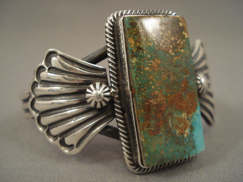 Museum Vintage Navajo 'Squared Royston' Turquoise Silver Bracelet