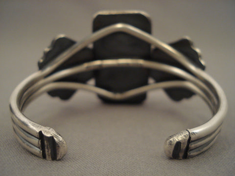 Museum Vintage Navajo 'Squared Royston' Turquoise Silver Bracelet
