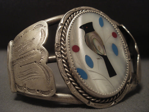 Huge Huge Huge Old Zuni Bird Silver Bracelet Old Vtg Cuff