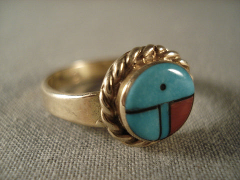 14k Gold Zuni Turquoise Sun Ring