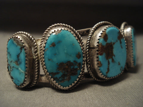 Intense Bisbee Vintage Navajo Turquoise Silver Bracelet