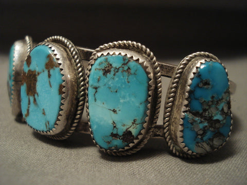 Intense Bisbee Vintage Navajo Turquoise Silver Bracelet