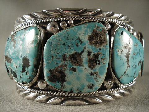 Monstrous Vintage Navajo Turquoise Silver Bracelet
