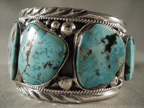 Monstrous Vintage Navajo Turquoise Silver Bracelet