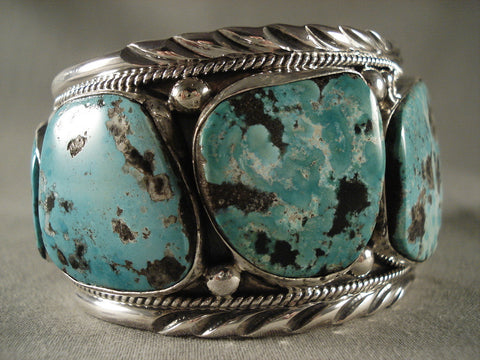 Monstrous Vintage Navajo Turquoise Silver Bracelet