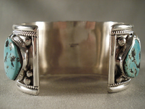 Monstrous Vintage Navajo Turquoise Silver Bracelet