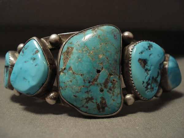 Earlier Vintage Avajo Ingot Silver Turquoise Bracelet Old