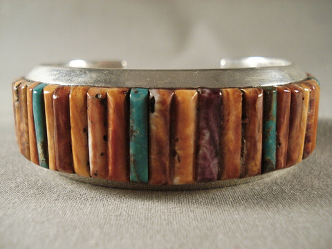 Inlay Genius Vintage Navajo Silver Bracelet