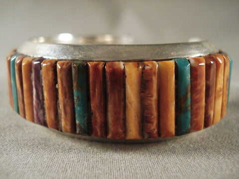 Inlay Genius Vintage Navajo Silver Bracelet