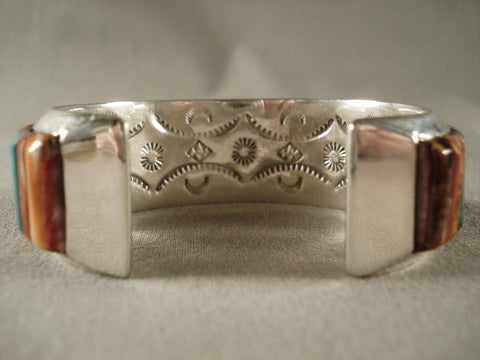 Inlay Genius Vintage Navajo Silver Bracelet