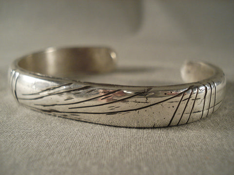 Ingot Hand Wrought Vintage Navajo Jimmie King Silver Bracelet
