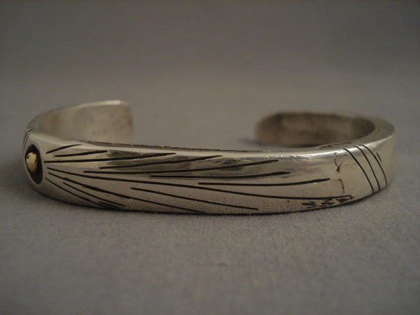 Important Vintage Navajo Jimmie King Jr (ingot Style) Silver Gold Bracelet