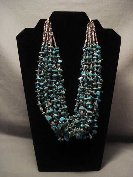 Wonderful Modernistic Navajo Perisan Turquoise Necklace Wow