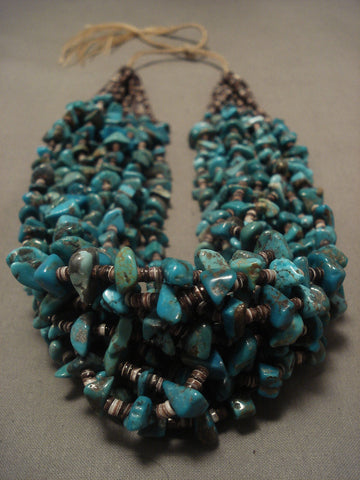 Wonderful Modernistic Navajo Perisan Turquoise Necklace Wow