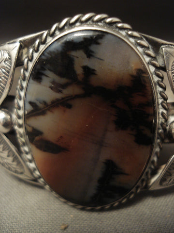 Earlier Vintage Navajo Wood Silver Bracelet Old