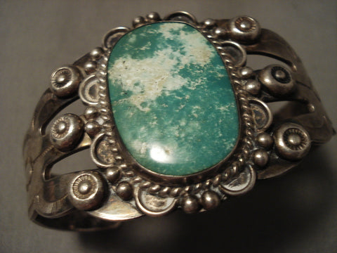 Earlier 1900's Vintage Navajo Cerrillos Turquoise Silver Bracelet Old