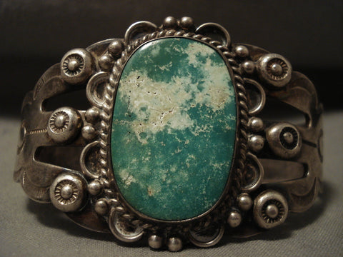 Earlier 1900's Vintage Navajo Cerrillos Turquoise Silver Bracelet Old