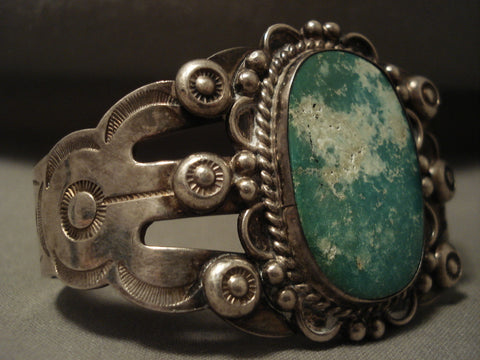 Earlier 1900's Vintage Navajo Cerrillos Turquoise Silver Bracelet Old