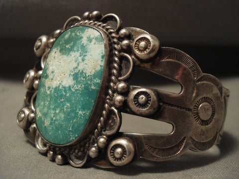 Earlier 1900's Vintage Navajo Cerrillos Turquoise Silver Bracelet Old