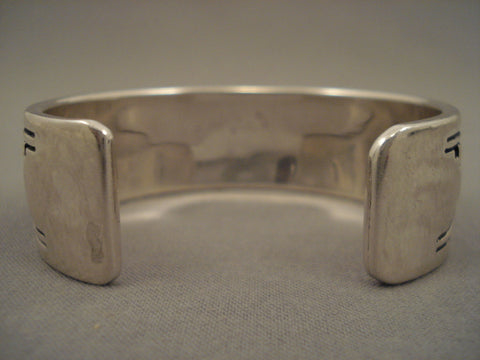 Quality Intense Geomtrics Vintage Navajo Silver Bracelet