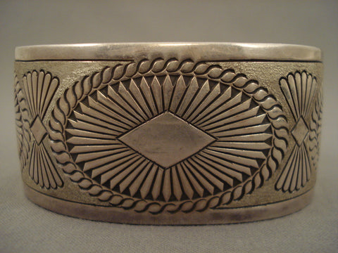 Intense Concho Vintage Navajo Silver Hand Wrought Bracelet