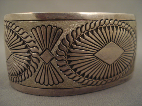 Intense Concho Vintage Navajo Silver Hand Wrought Bracelet