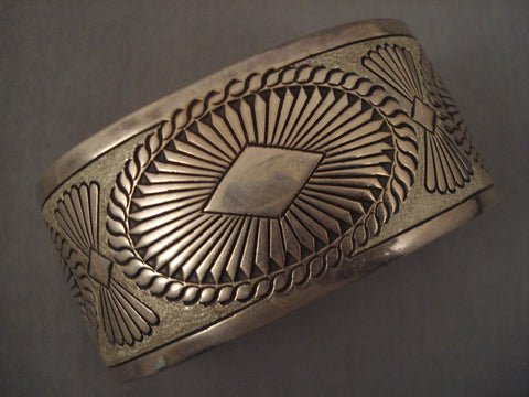 Intense Concho Vintage Navajo Silver Hand Wrought Bracelet