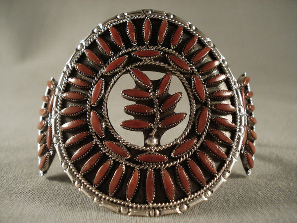 Absolutely Incredible Vintage Zuni Coral Silver Bracelet