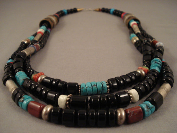 Museum Vintage Navajo Thomas Singer Turquoise Gold Bead Necklace Old