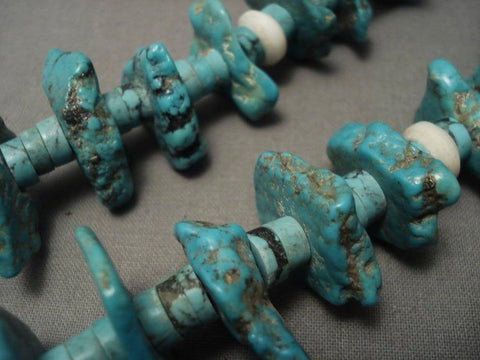 Early Vintage Santo Domingo Turquoise Nugget Heishi Necklace