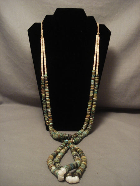 Absolutely Incredible Vintage Santo Domingo Green Turquoise Necklace Old 250 Grm