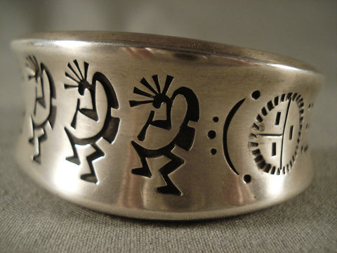 Kokplelli Love Curvilinear Silver Bracelet