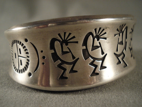 Kokplelli Love Curvilinear Silver Bracelet