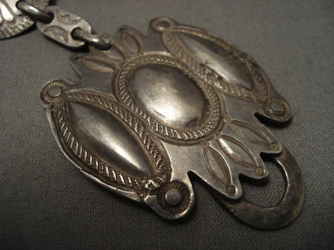 Very Old 1910's-1920's Hand Wrought Navajo Silver Concho Belt