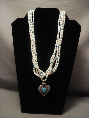 One Of The Most Unique Vintage Navajo kee Joe (d.)* Turquoise Silver Necklace