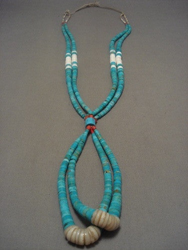 Museum Vintage Navajo Number 8 Turquoise Coral Necklace