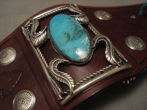 Museum Modernistic Navajo Blue Diamond Turquoise Silver Ketoh Bracelet
