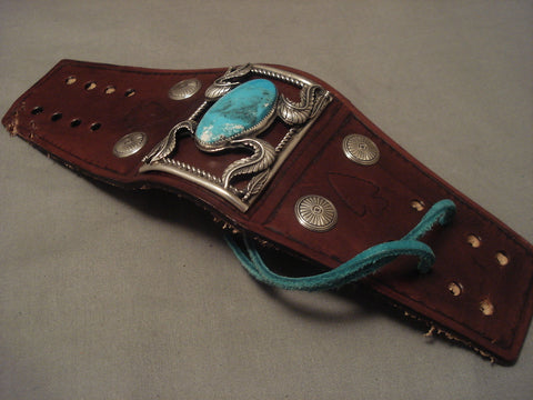 Museum Modernistic Navajo Blue Diamond Turquoise Silver Ketoh Bracelet